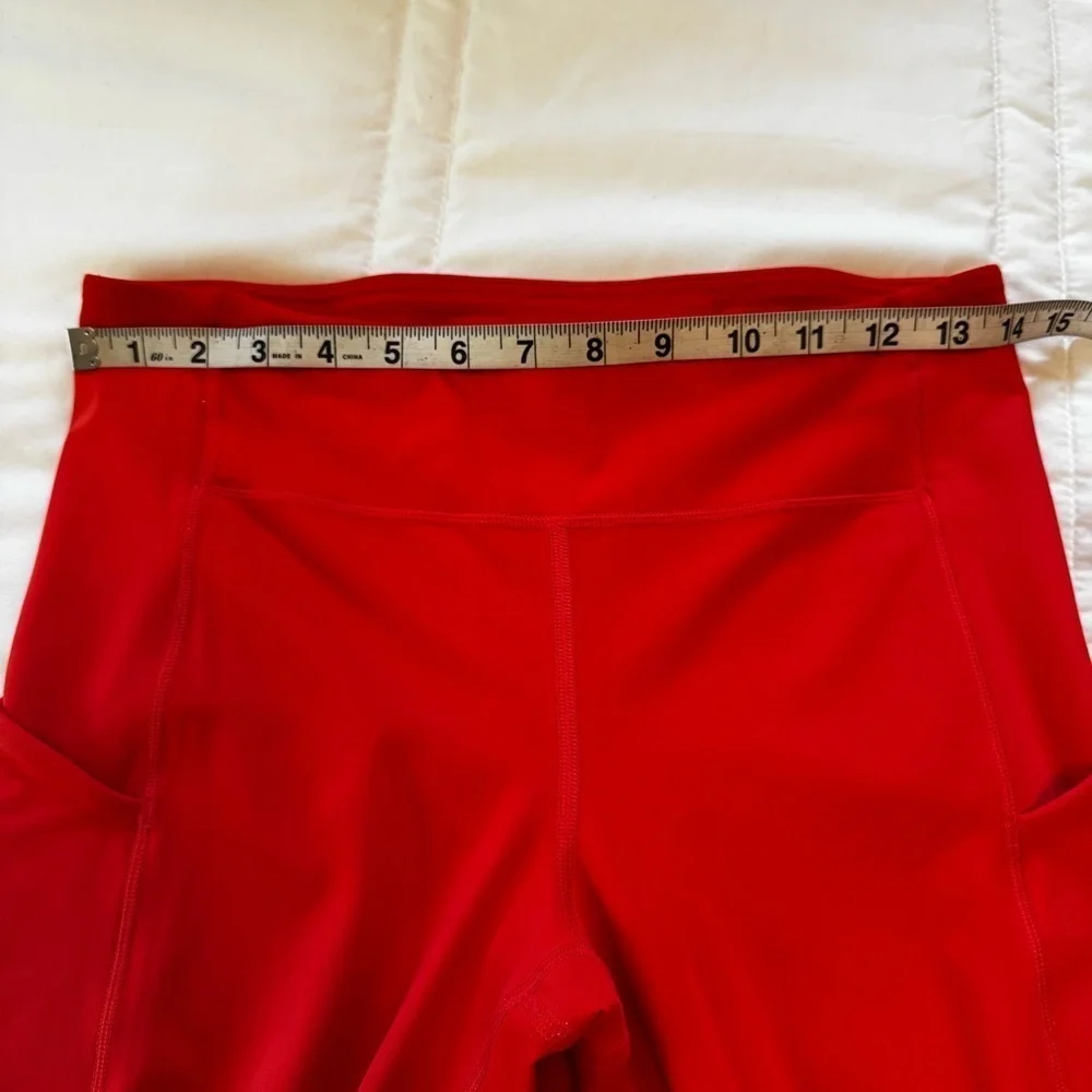 Lululemon Crop With Pockets Orange Women’s Leggings Sz 8 Yoga Pilates Casual